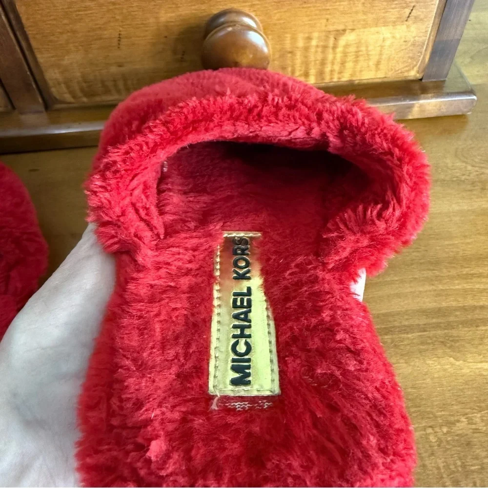 Michael Kors jet set red Slippers with Gold tone logo woman Large